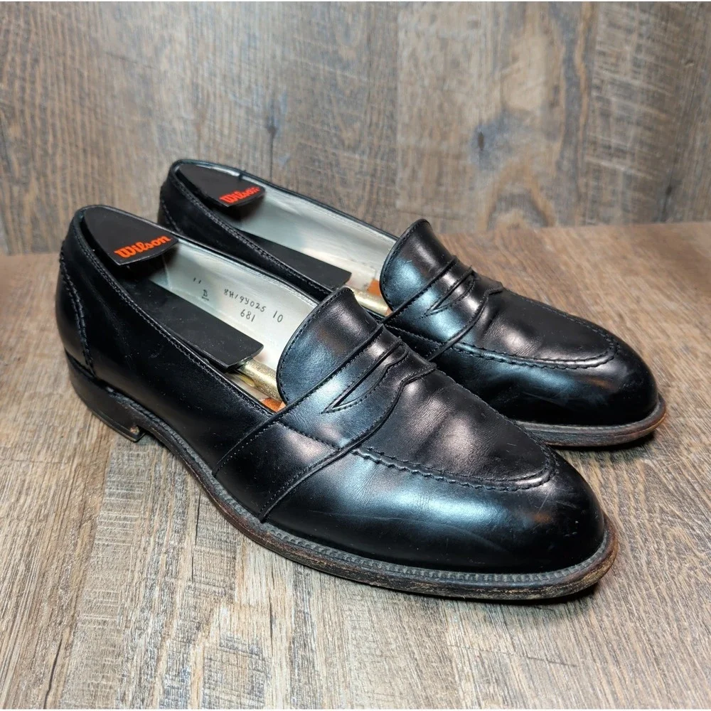 Alden 681 Calf Leather Black Full Strap Penny Loafers Shoes Mens 11 B/D Made USA